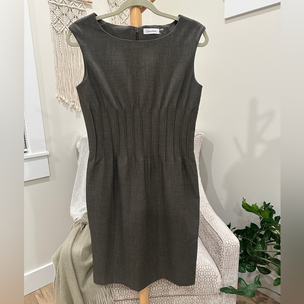 Calvin Klein Women's Charcoal boatneck Midi Dress